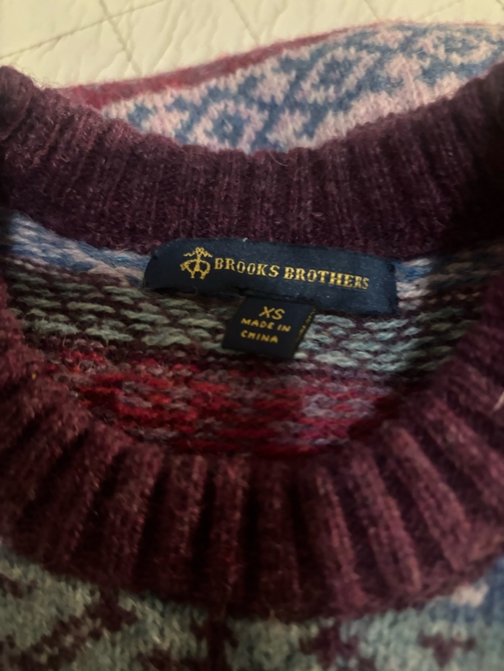 Brooks Brothers women sweater in Deep Plum with Multicolor Fair Isle